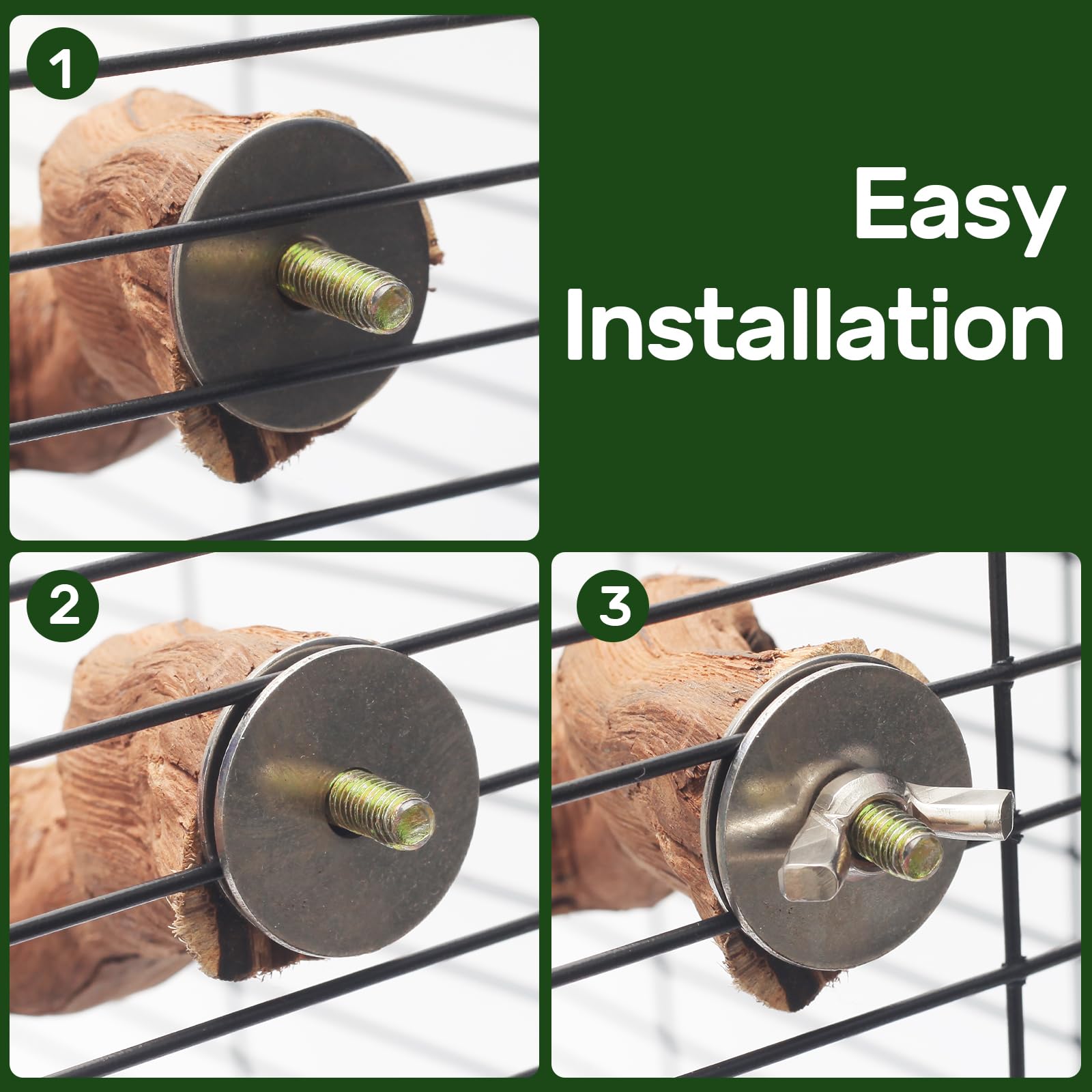 4-Piece Bird Perch Set with Rotating Ball Stand - Natural Wood Bird Gym & Playground for Parrots, Cockatiels, Budgies - image 6