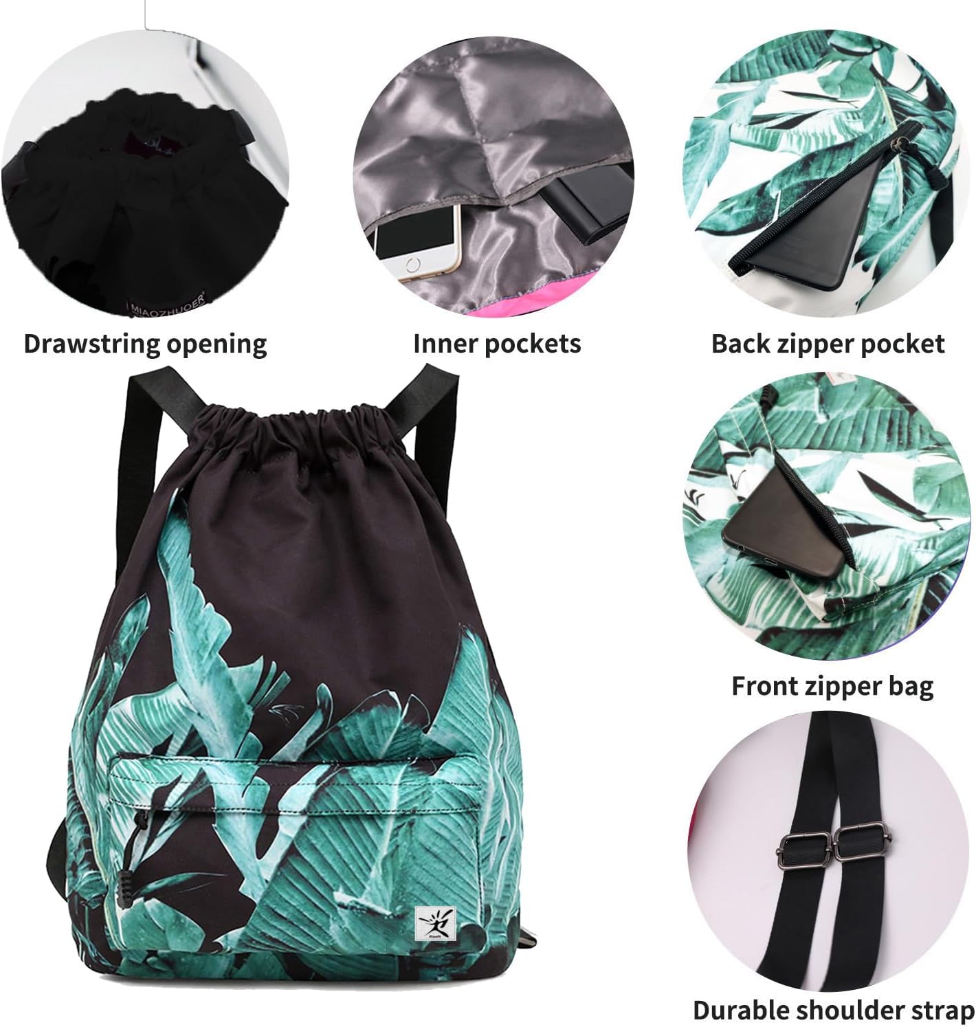 Waterproof Drawstring Bag, Gym Bag Sackpack Sports Beach Backpack for Men Women image 4