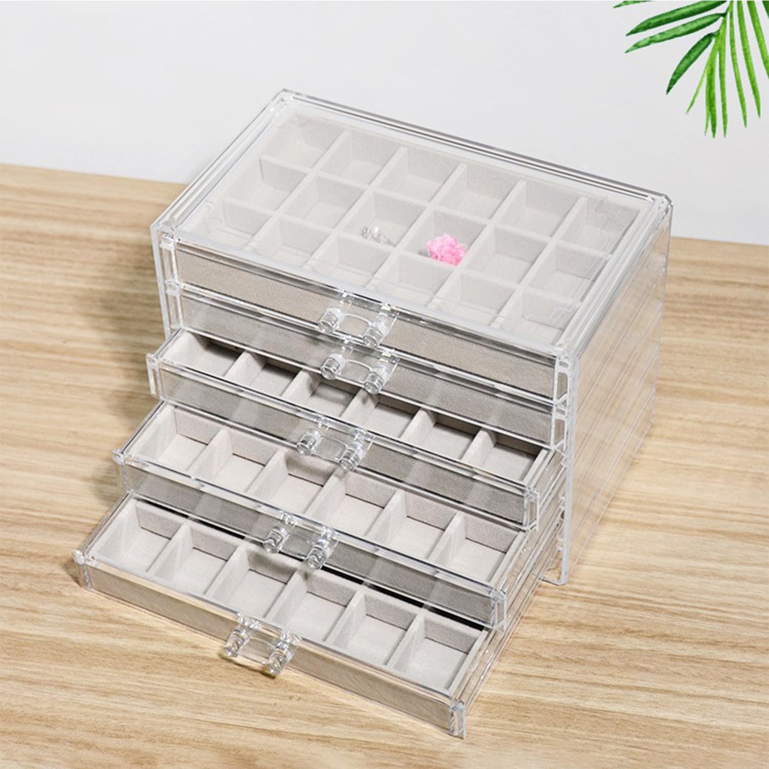 Boîte de rangement pour boucles d'oreilles, Boîte de rangement pour bijoux en acrylique avec plateaux en velours, Organisateur de rangement pour boucles d'oreilles Présentoir pour femmes et
