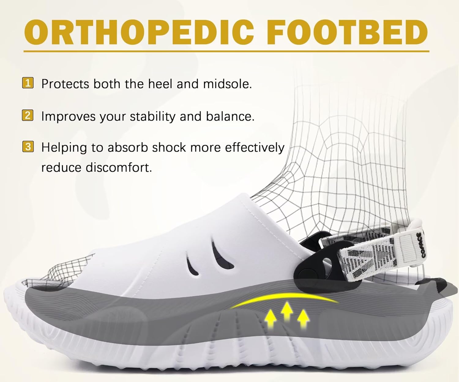 COFACE Mens Orthotic Clogs Orthopedic Mules for Men Recovery Sandals Man Plantar Fasciitis Summer Casual Size 7-15 - Image 3