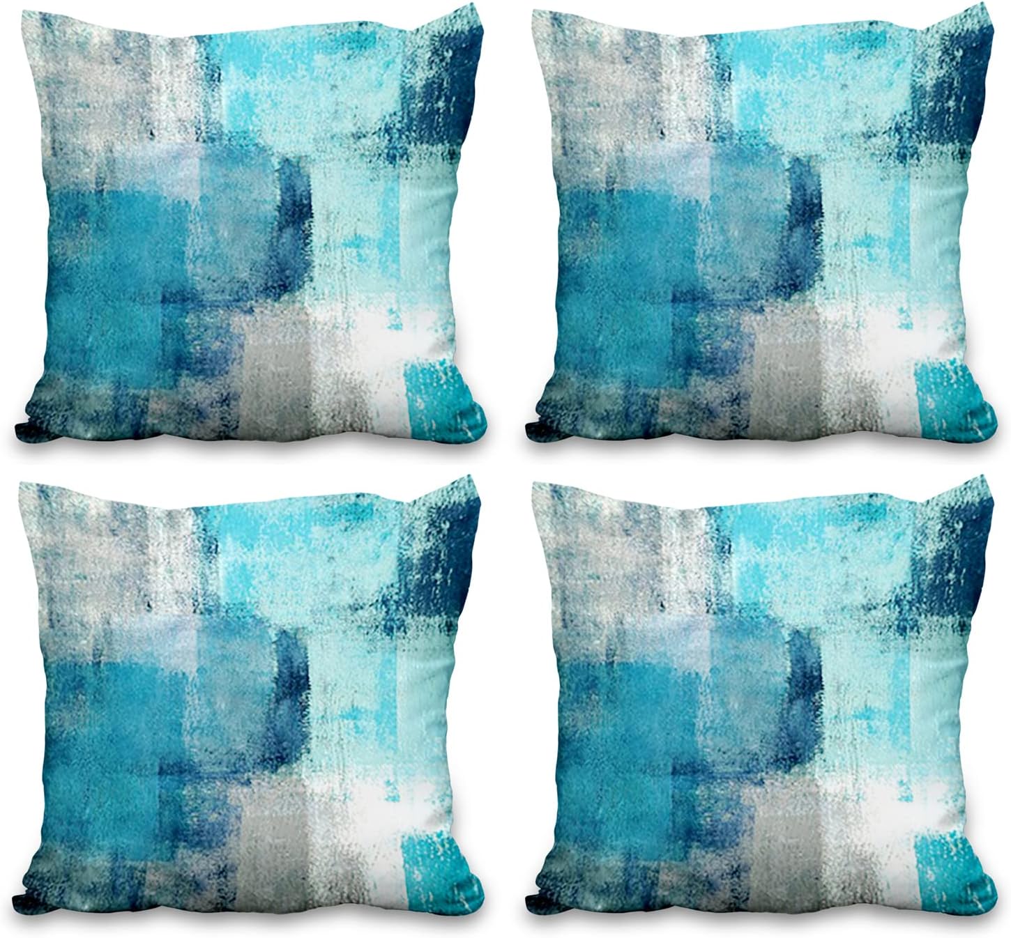 Aoihrraan 16 x 16 Inch Blue And Grey Cushion Covers Abstract Art Soft