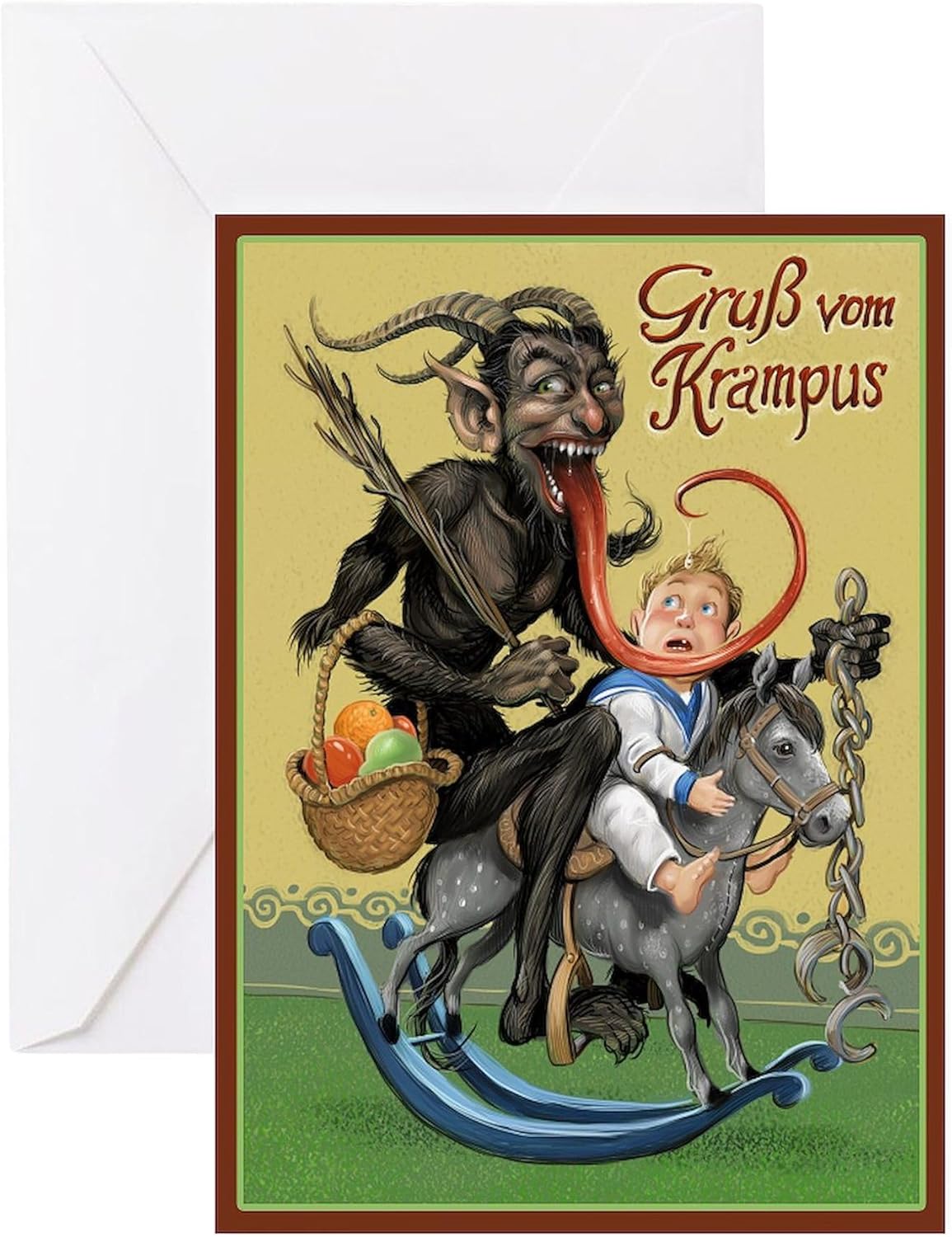 CafePress Krampus Greeting Cards Greeting Card (20-pack), Note Card with Blank Inside, Birthday Card Matte