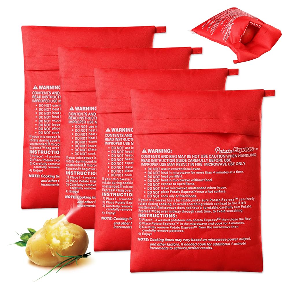 Sacco Per Cuocere Patate Al Microonde - Riutilizzabile, Rosso, Per Dieta E Cucina Sana - Foto 5