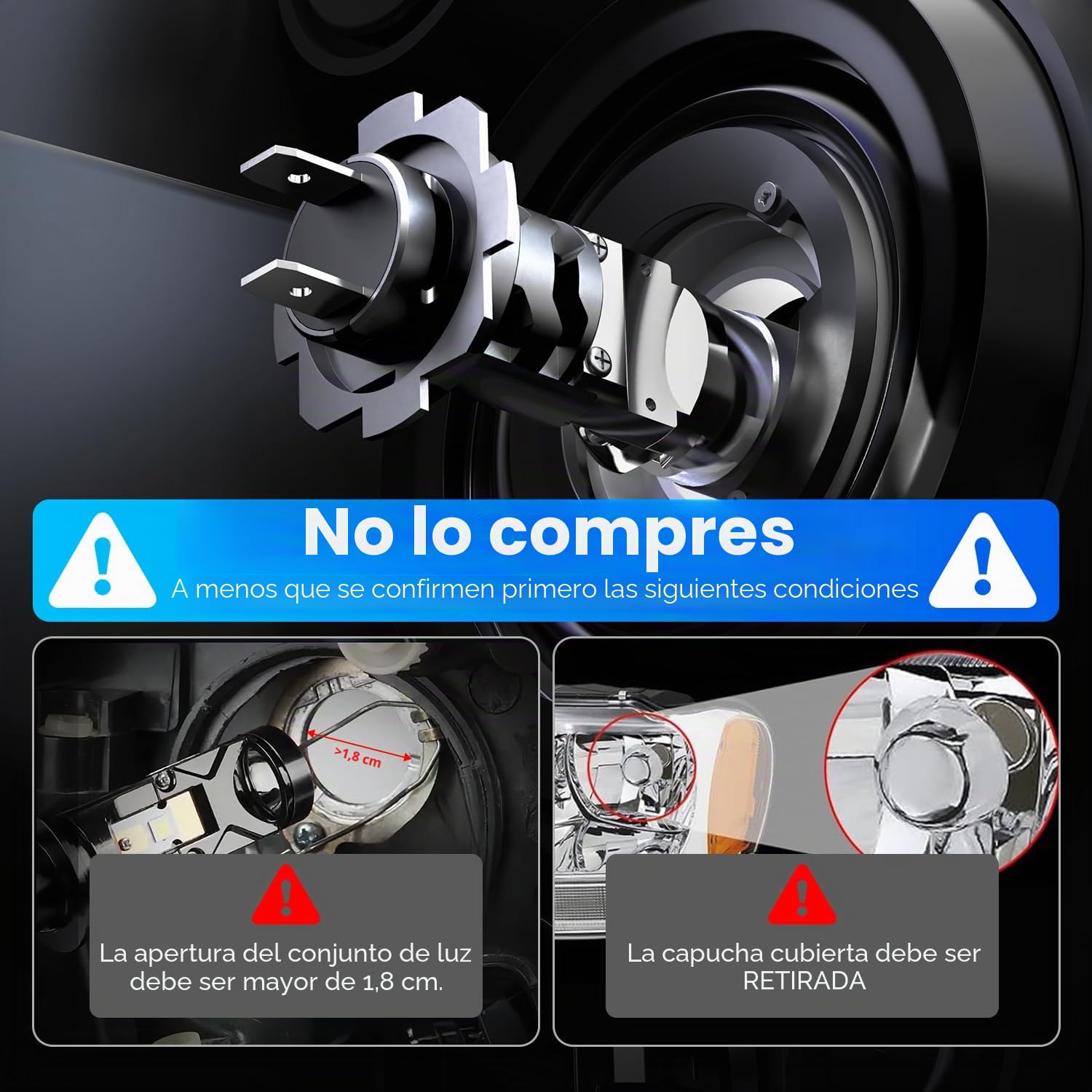 NOVSIGHT Bombilla H7 LED Con lente biconvex - 100W 24000LM 6500K Canbus Lámparas LED H7 Coche Kits de Bombilla H7 para Faro Delantero, Diseño Mini Halógeno 1:1, No Requiere Adaptador, 2 Piezas