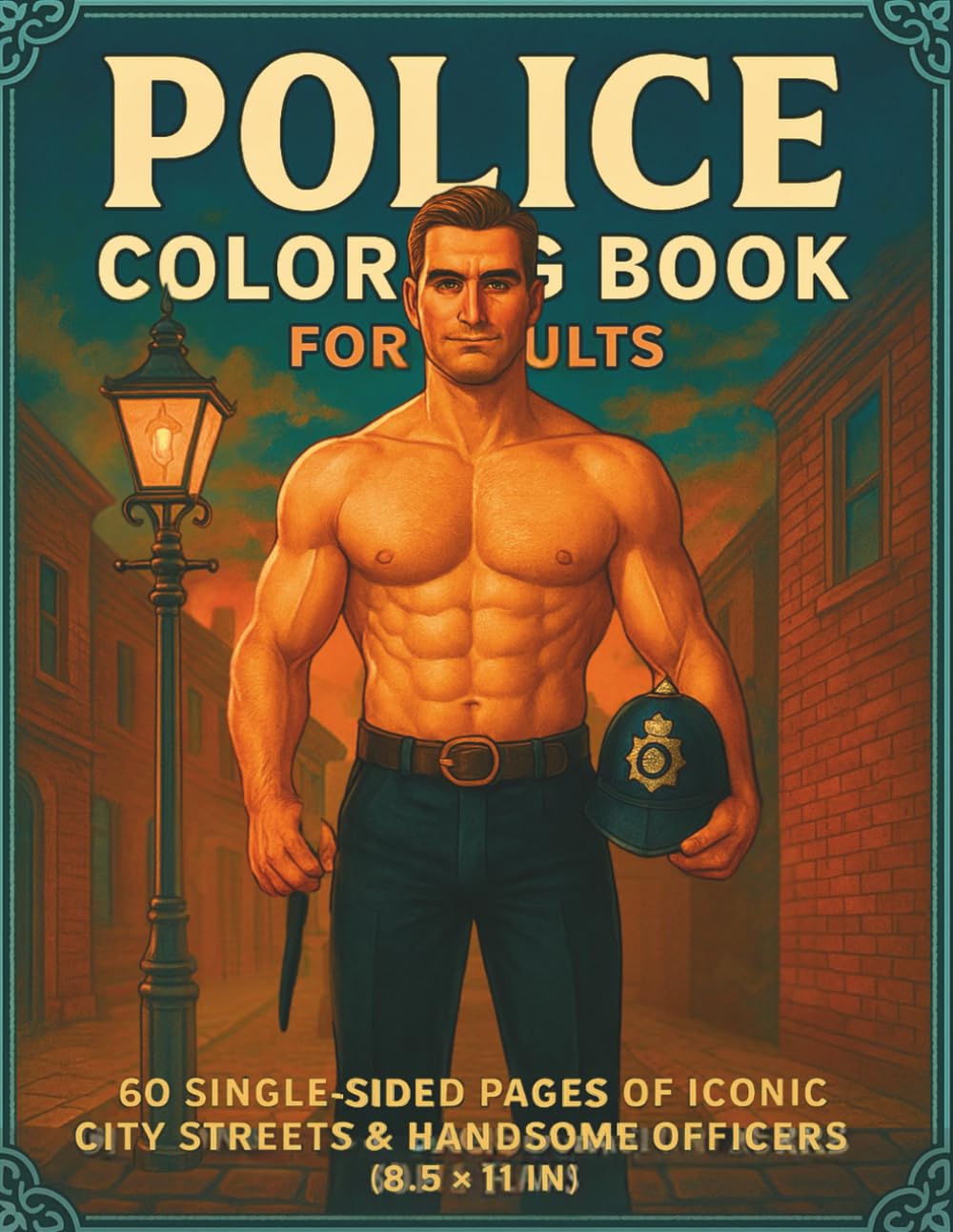 Police Coloring Book for Adults: 60 Single-Sided Pages of Iconic City Streets & Handsome Officers (8.5″ × 11″) (Hunky Heroes Coloring Series)
