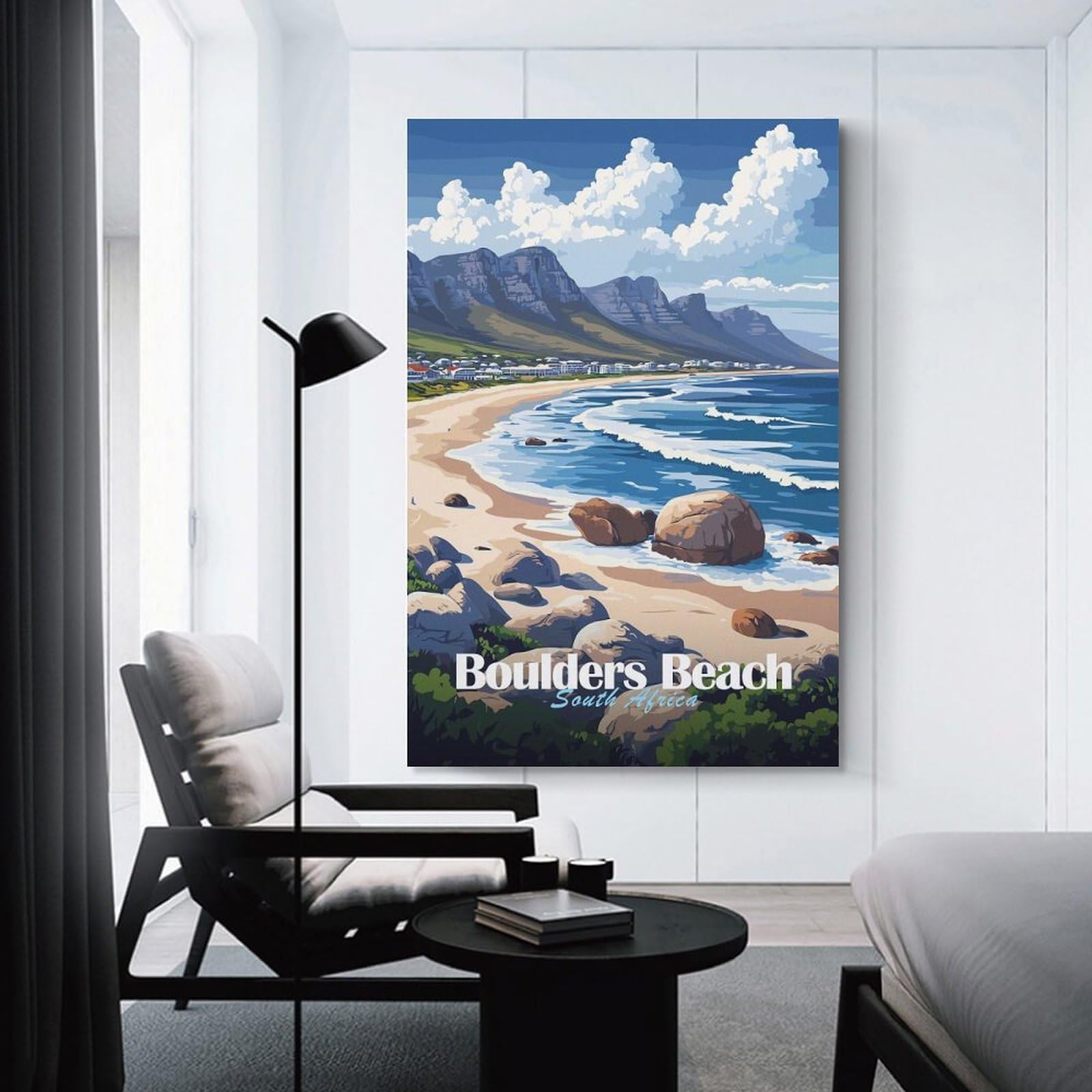 Junmoney Canvas Wall Picture Boulders Beach, South Africa, 20x30inch(50x75cm), for Calm Bedrooms, Home Corners Or Flats, Decorative Wall Art for Cosy Rooms