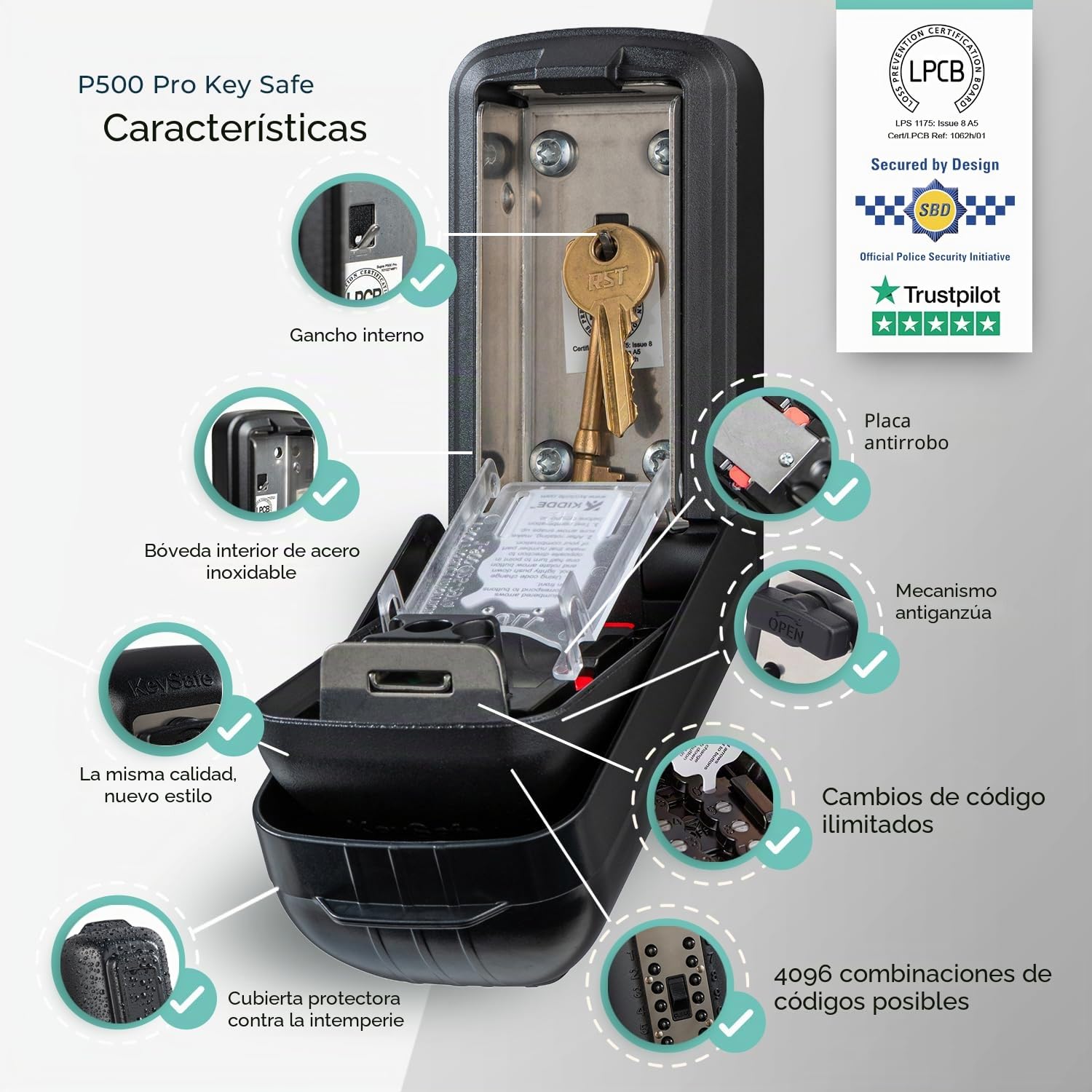 Kidde Supra - Caja guarda llaves de alta seguridad P500 con capacidad para 3/5 llaves