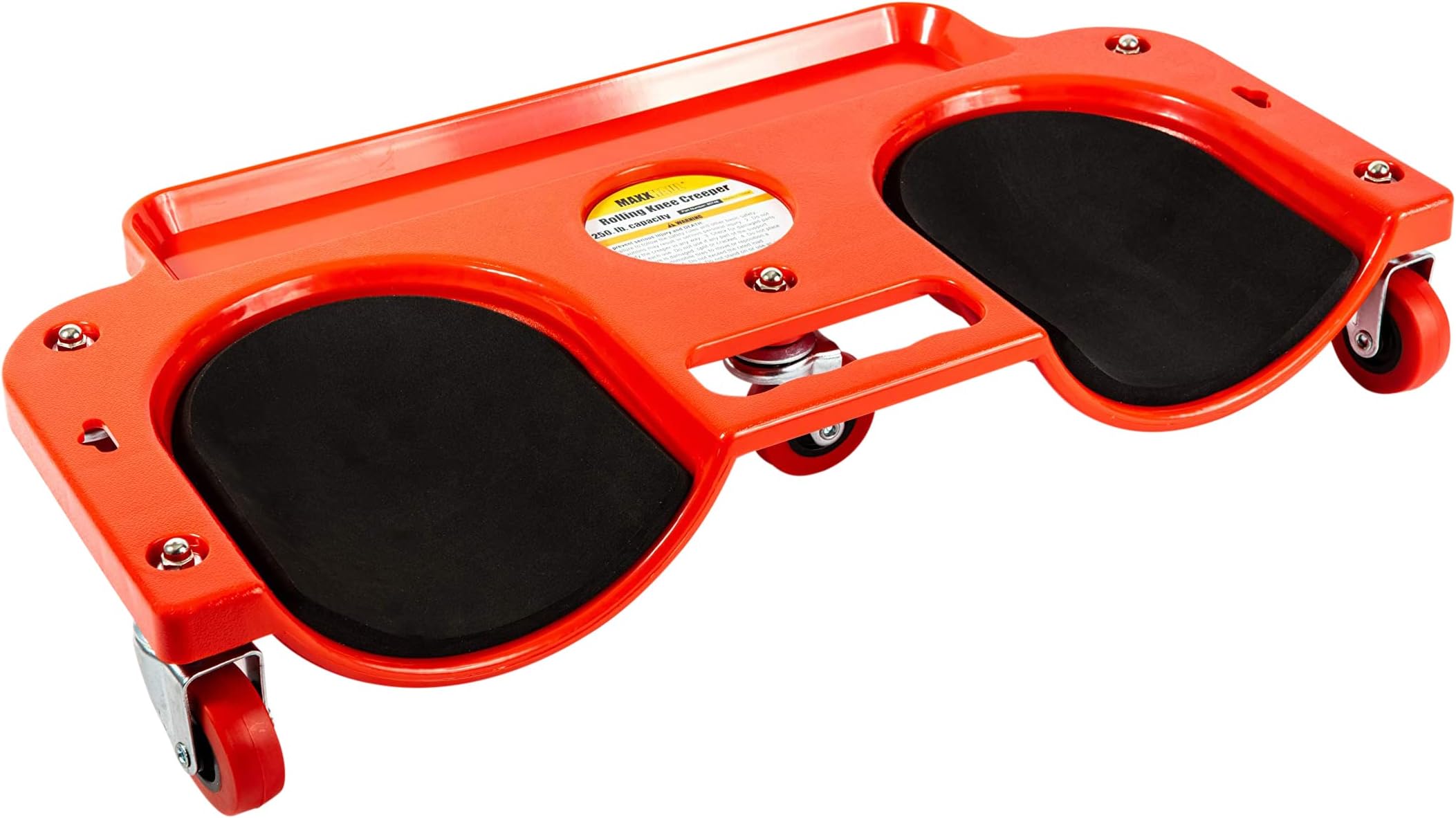MaxWorks MaxxHaul 80748 Rolling Knee Creeper/Pads ABS High-Impact Frame, 5 Swivel Castors, Tool Tray Holder