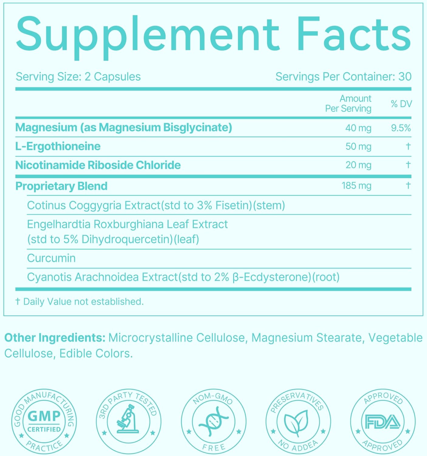 LAIFE L-Ergothioneine PLUS Supplement, Cellular Antioxidant Supplement for Energy, Skin, Vitality & Whole-Body Wellness with L-Ergothioneine, NR, Quercetin, Curcumin & Magnesium Glycinate, 60 Capsules