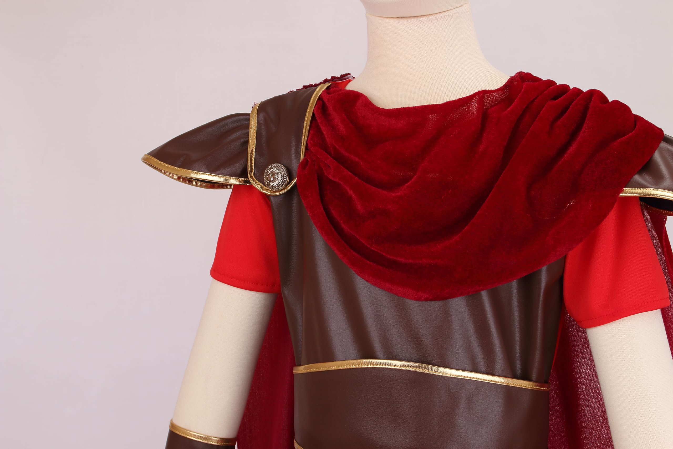 HAPNBCELE Boys Roman Gladiator Costume and Roman Soldier Costume in Halloween Christmas party costumes i World Book Day(Red,10-11Y) - Image 3