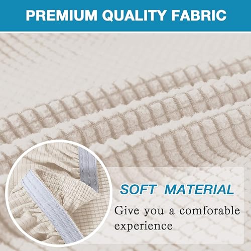 Miniatura 4 de Flamingo P Fundas de taburete para sillas de comedor, fundas de asiento de tela jacquard elástica con parte inferior elástica extraíble, juego de 4,