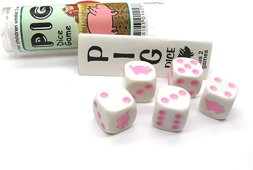 Koplow Games Juego de 5 dados de cerdo con tubo de viaje e instrucciones (idioma español no garantizado)