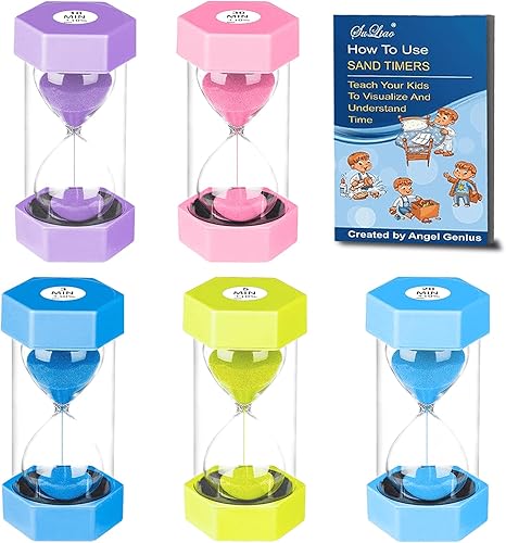 SuLiao Temporizadores de arena de reloj de arena para niños, reloj de arena acrílica de 1351030 minutos, reloj de arena de plástico colorido para