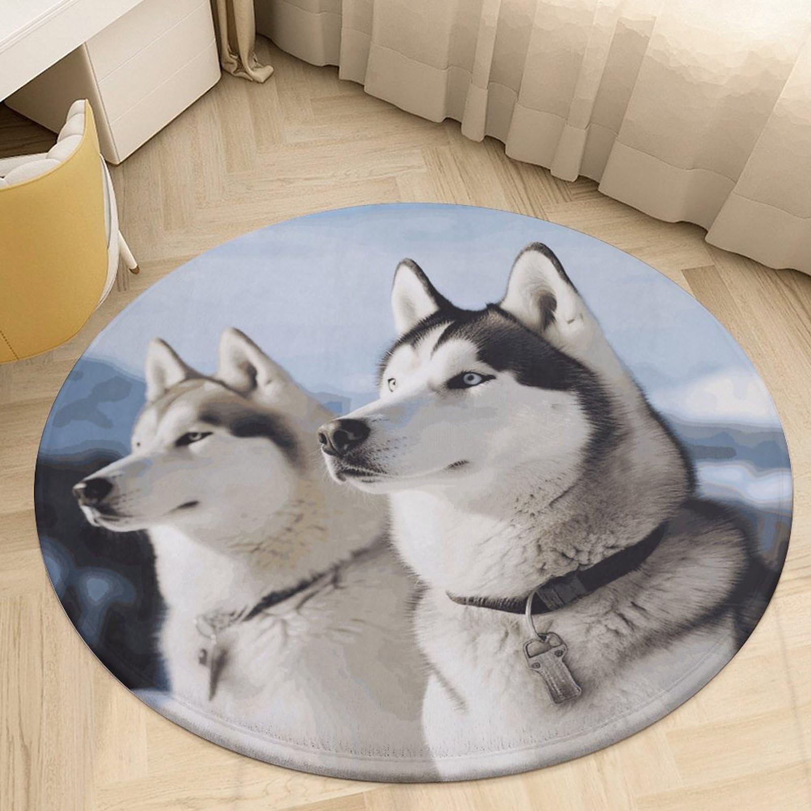 Paillasson motif chiens husky tapis entrée accueillant absorbant 80x80