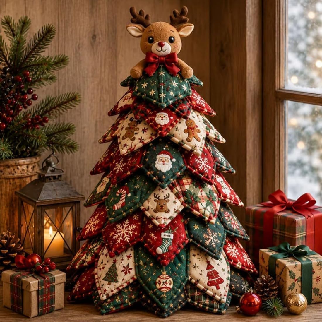 DIY Gesteppte Weihnachtsbaum-Kit, 3D-Weihnachts-Patchwork-Gewebe-DIY-Kit