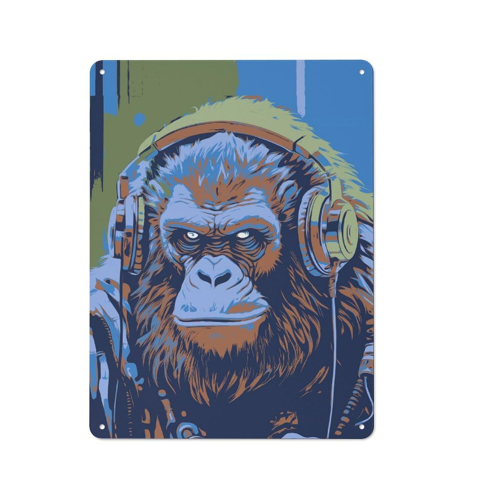 Junmoney Monkey Music 40X30cm Retro Tin Sign With For Dining Room Or Kitchen, For Metal Sign Collectors, For Garage And Workshop Walls