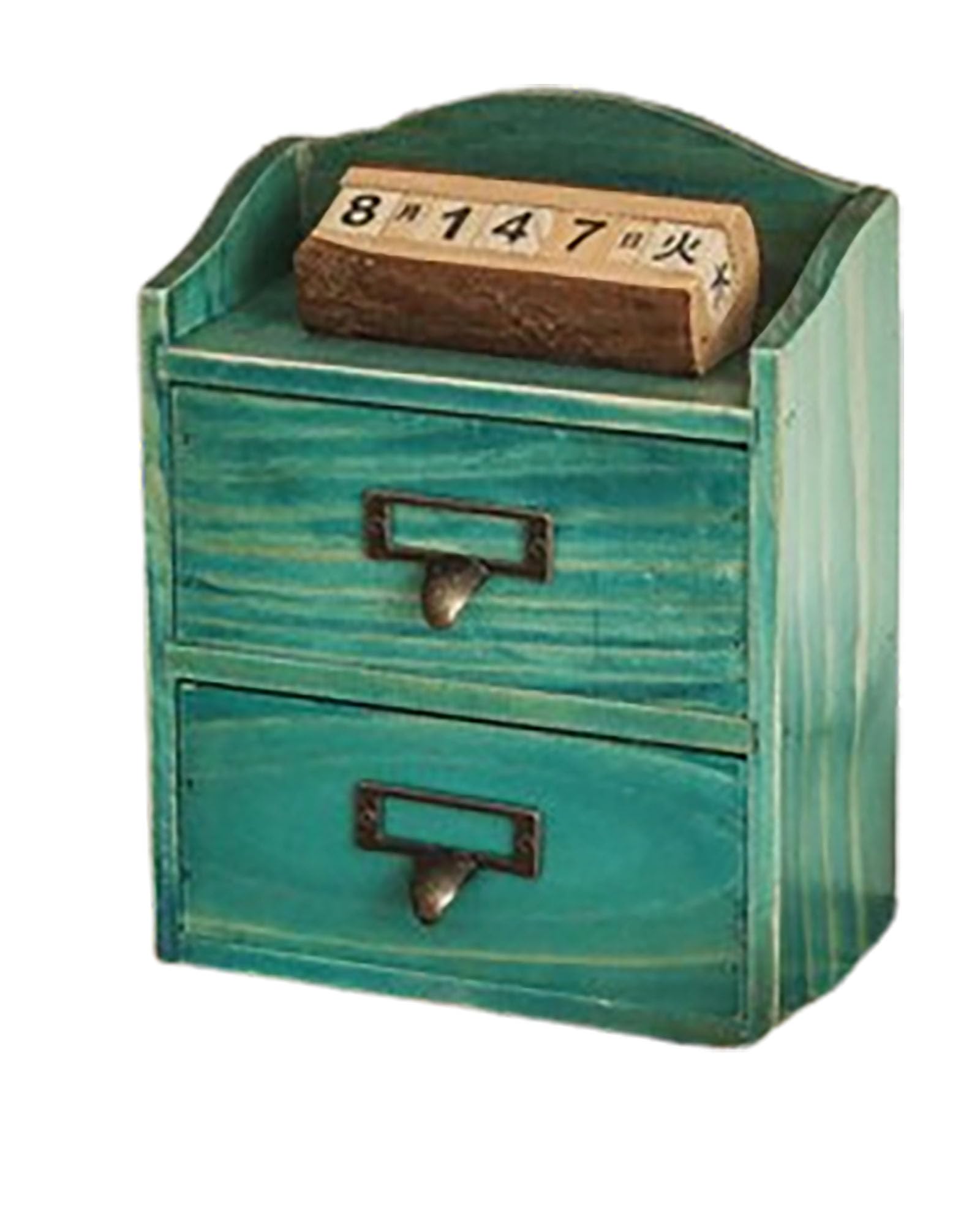GACHA Desktop Organizer with Drawer,Desk Storage Box Wooden Multi-Function Drawer Desk Storage Box,Drawers Organizer Perfect for Collection Small Item/Cosmetic Office Organization,Blue