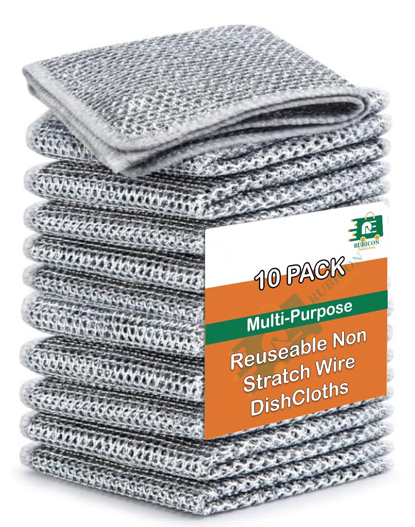 RUBICON® Two Layer Non Scratch Dish Wash Cloth (10 Pack) Mesh Wire Cloth for Kitchen Reusable Non Scratch Wire Dish Cloth Multipurpose Wire Dishwashing Rags for Wet and Dry Cleaning Scrubber (B0D96HPRXC) Amazon Price History, Amazon Price Tracker