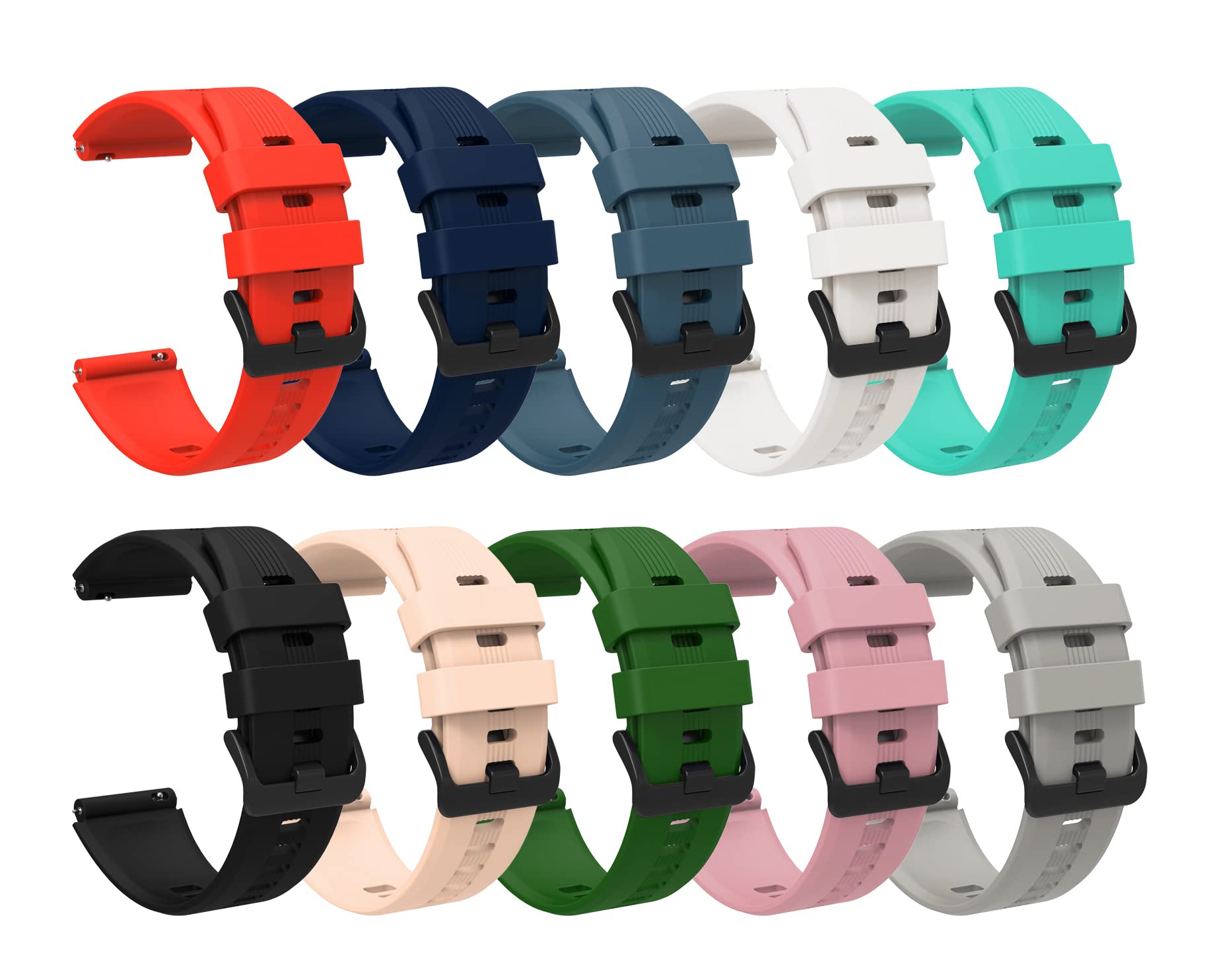 Miękkie silikonowe paski do szybkiego odpinania, wypukłe paski, 20 mm, 22 mm, miękkie gumowe paski do zegarków kompatybilne z Honor Watch GS3, dla kobiet, mężczyzn, 22mm