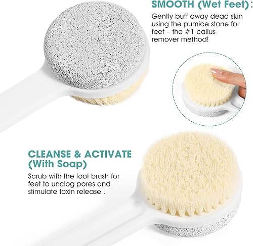 Miniatura 2 de Removedor de callos para pies y pies  Herramientas de pedicura mejoradas de doble cara para pies con piedra pómez natural y cepillo de nailon,