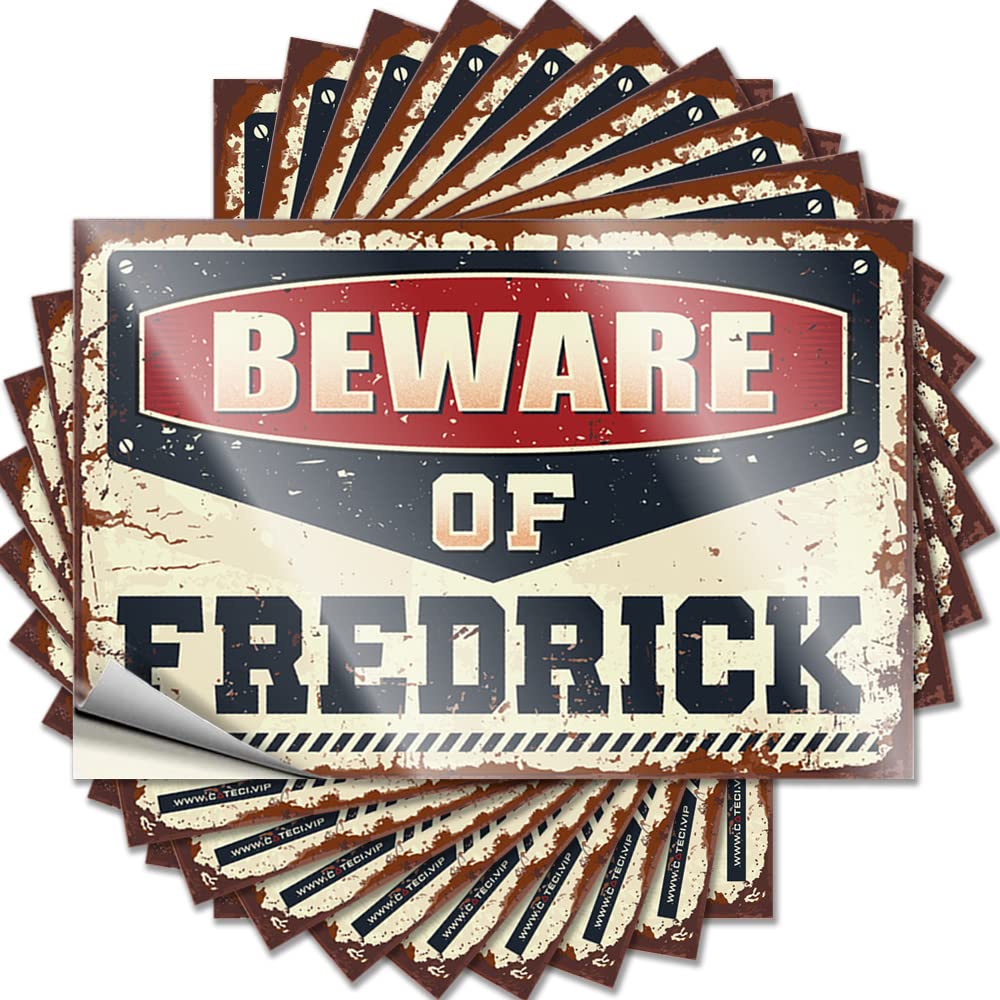 Teens, Lettering Sticker Humor Case Beware of Fredrick | Western Bathroom Waterproof Vinyl Stickers(8X12CM)