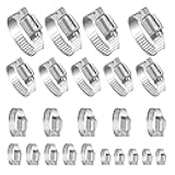 YUCDXVF 24PCS Adjustable Stainless Steel Hose Clamps, 1/4“-2” (6-51mm) Stainless Steel Hose Clamp Assortment Kit Our Hose Clamps Are Used For Home, Garden and Automotive Hose Connections