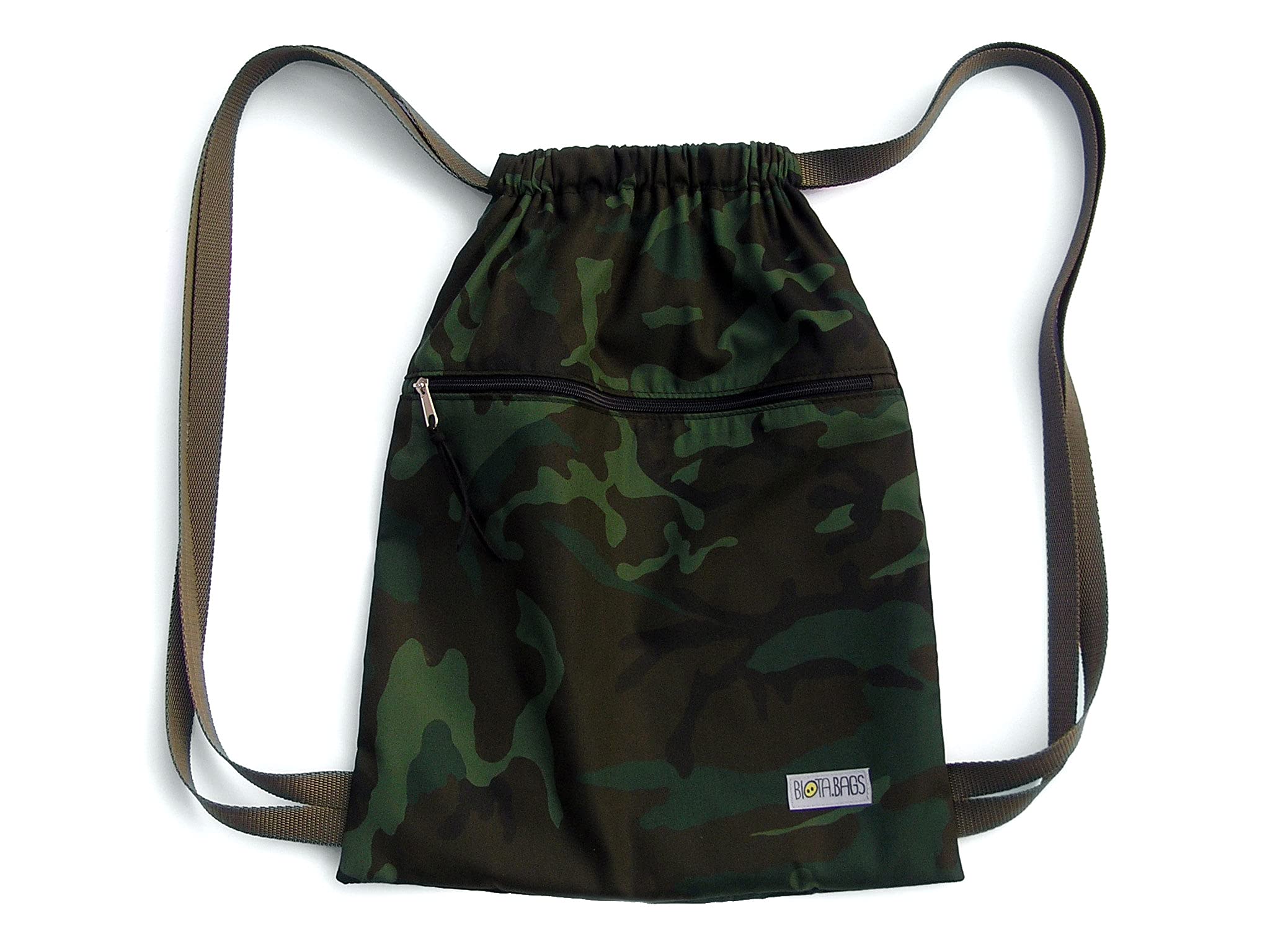 Mochila saco de tela Camuflaje, Bolsa petate unisex, Bolso sport todoterreno, Ligera y resistente