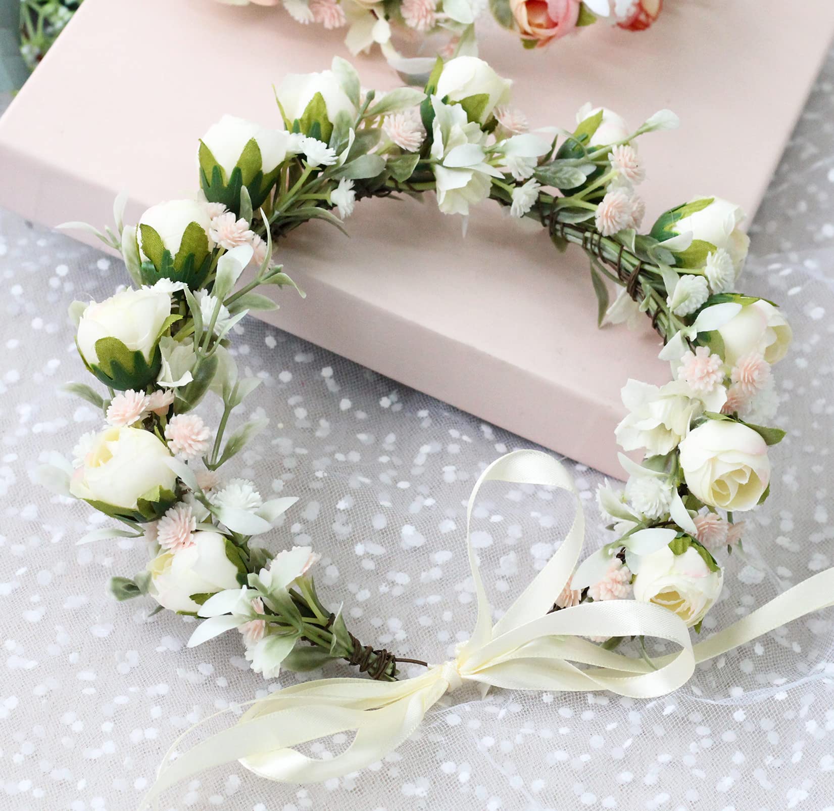 Amazon.com : Trepveter Floral Crown, Adjustable Size Floral  display picture 2