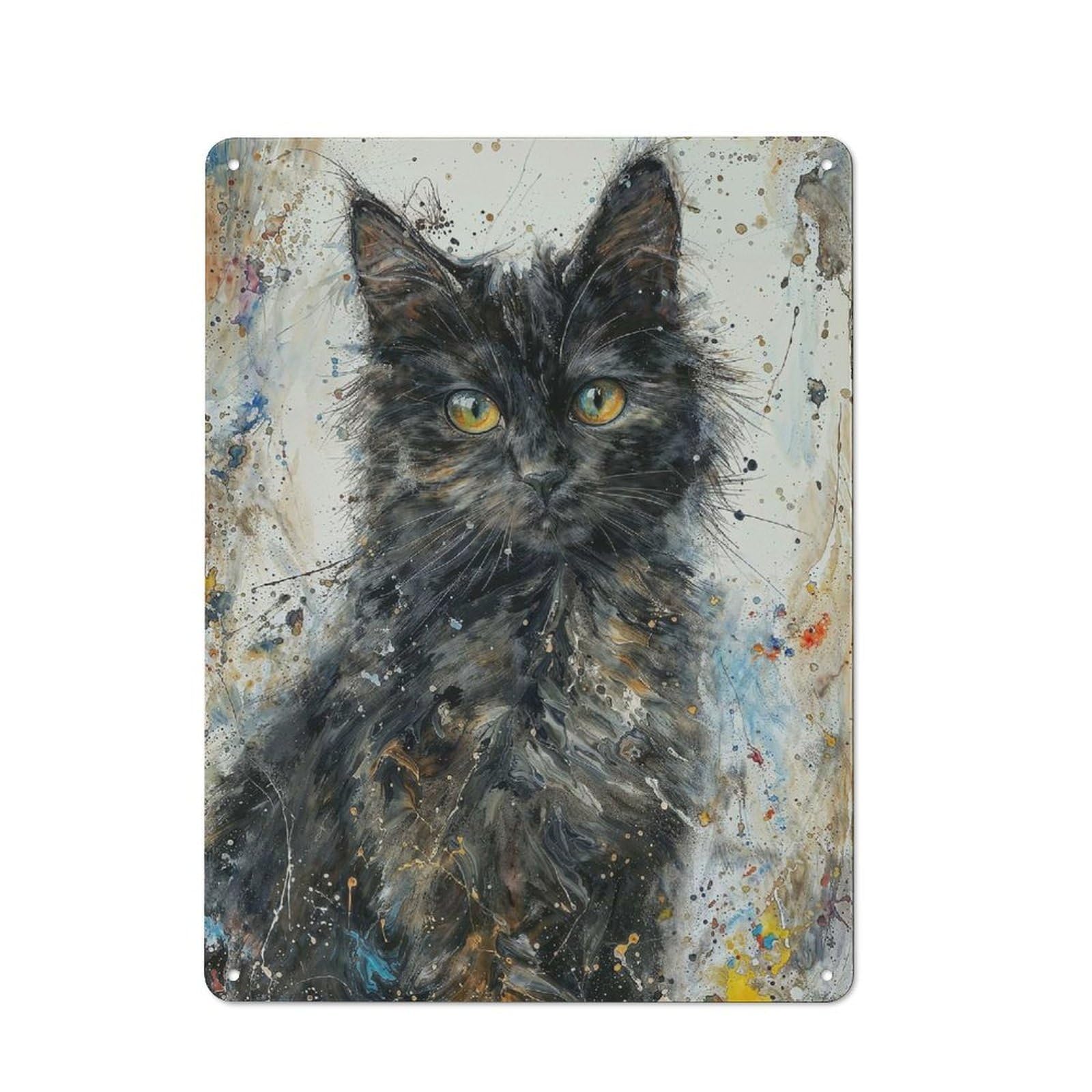 Junmoney Starryeyed Kitten Rustic Decorative Tin Sign 40X30cm, Cottage Wall Art For Cottage, Kitchen, Hallway Or Breakfast Nook
