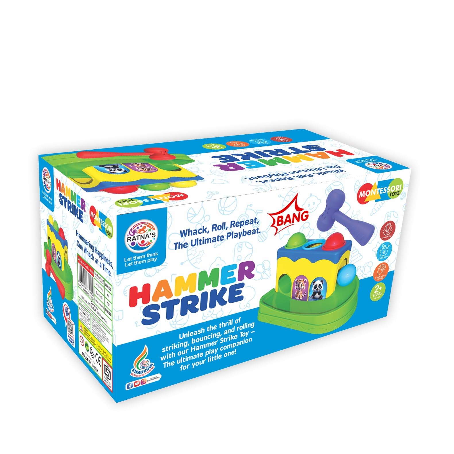 Ratnas Hammer Strike Knock Ball Toy to See The Balls Roll Out for Toddlers & Kids (B0CTQJ3PC5) Amazon Price History, Amazon Price Tracker