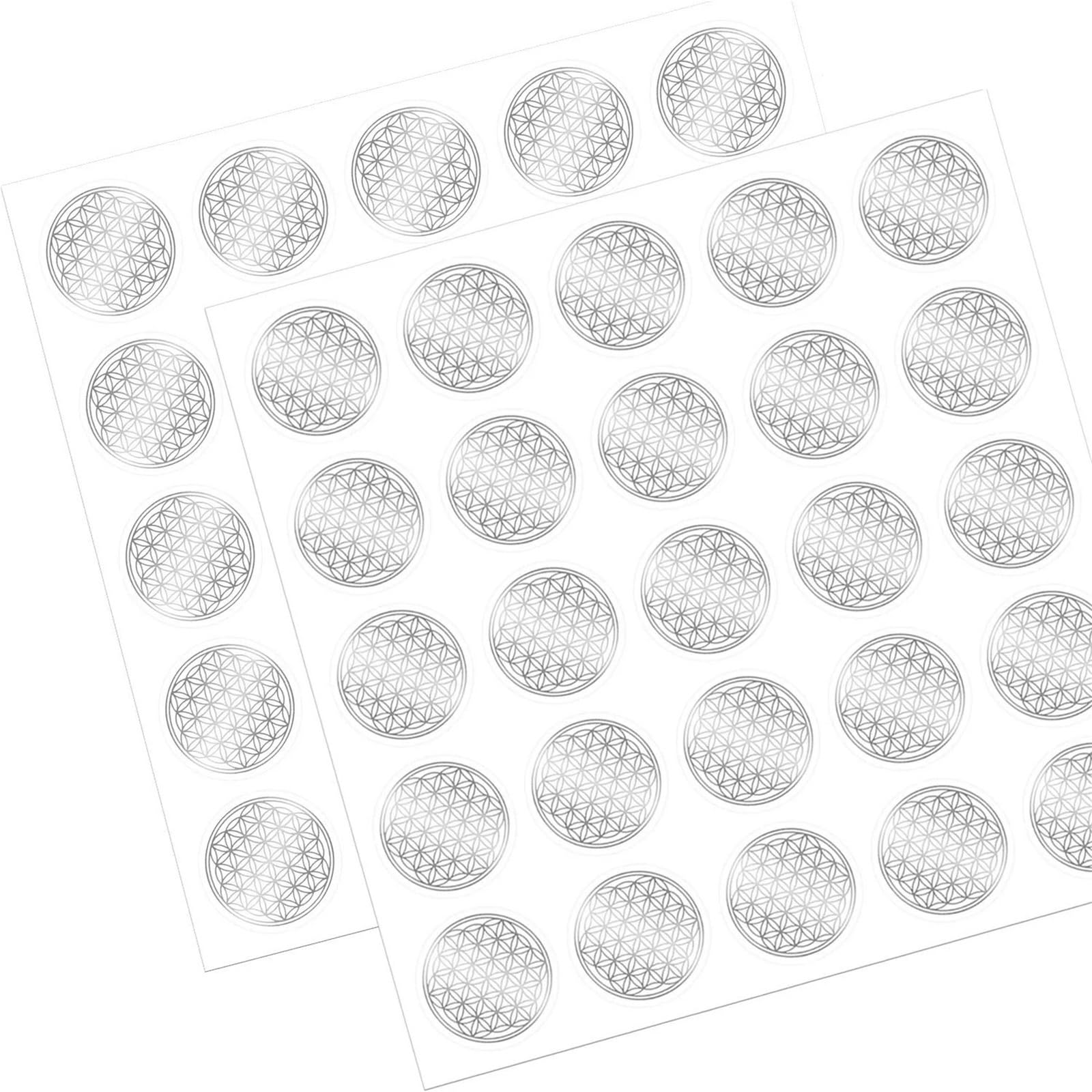 Naklejki do wytłaczania 30 arkuszy 750 zakładek Naklejki Kwiat Życia, srebrzyste samoprzylepne PCV Przezroczysty Wodoodporny Kryształ Biżuteria, do Etui na Laptopy i Telefony