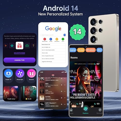 Miniatura 3 de I25 Ultra Smartphone de 16 GB+512 GB Android 14, pantalla FHD+ de 6.99 pulgadas, batería de 7000 mAh, cámara dual de 108 MP+68 MP, lápiz óptico