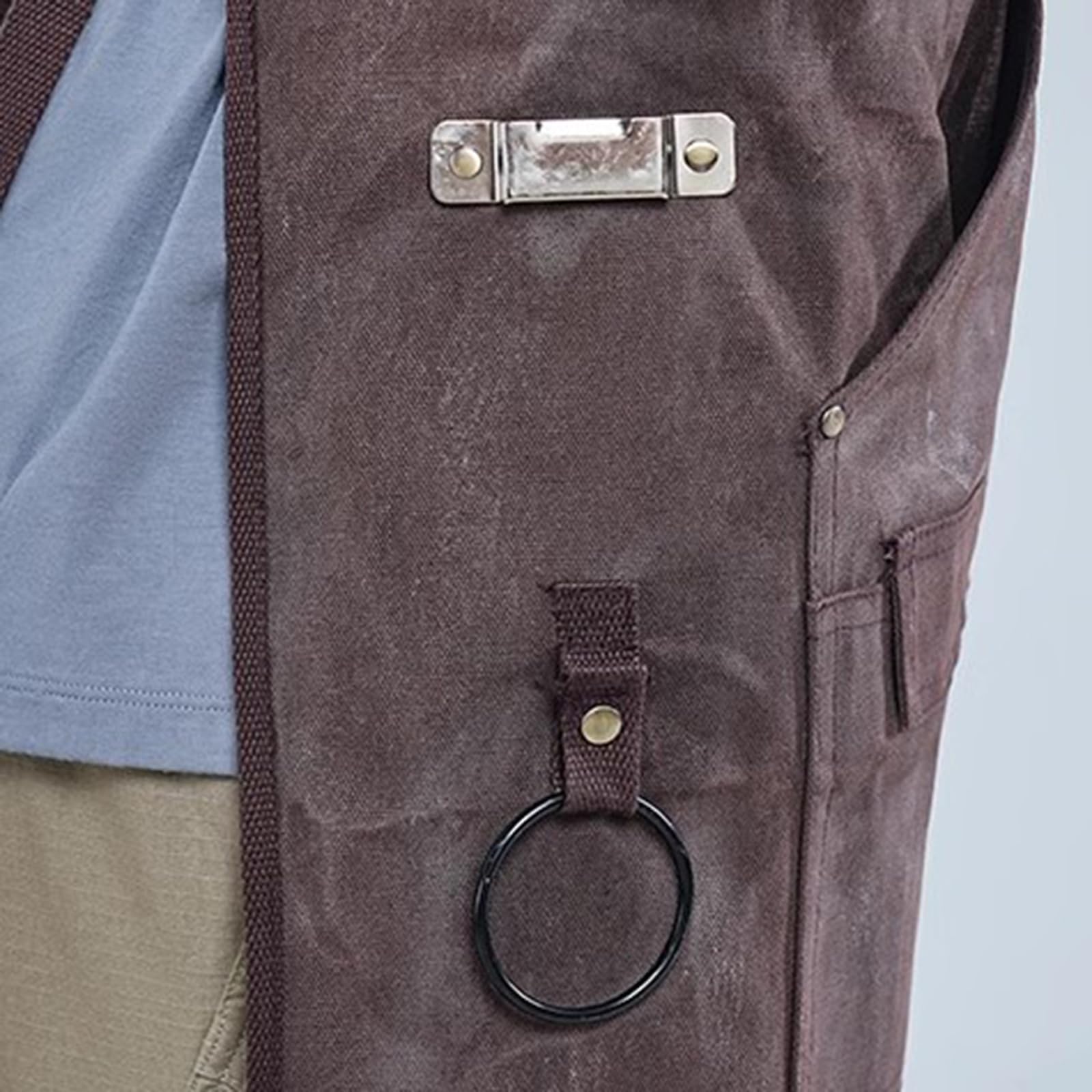 Delantal De Trabajo Hombre, con Correas para Los Hombros Y Hebilla Ajustable, Delantal De Carpintería con Bolsillos Grey,One Size