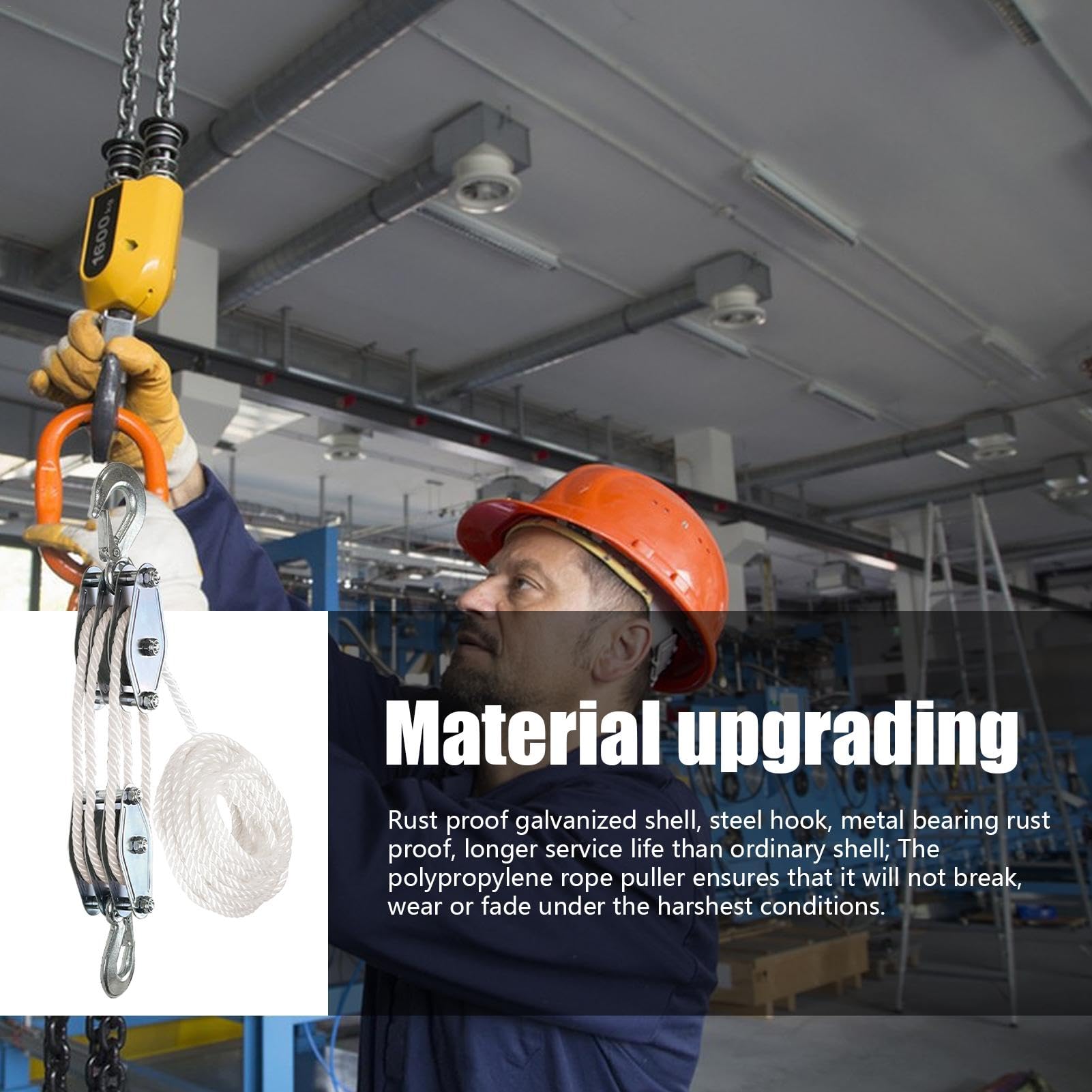 Block And Tackle Pulley System - 6:1 Lifting Power Pulley System, Multifunctional Heavy Duty Pulley System | Wheels Block & Tackle Pulley System, Heavy Duty 2200lbs Breaking Strength Rope Hoist