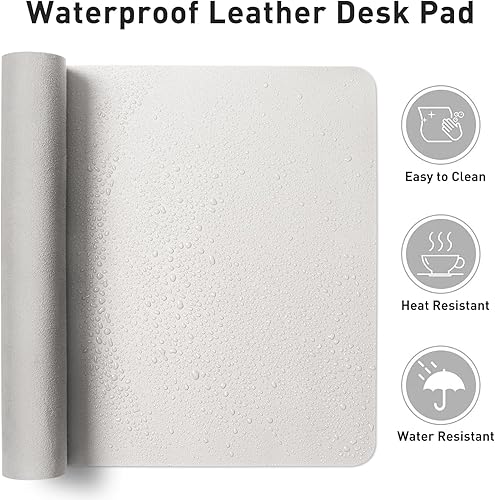 Miniatura 203 de Aothia Protector de escritorio de cuero, alfombrilla para mouse, alfombrilla de escritorio de oficina, antideslizante, de piel sintética, Agua,Azul