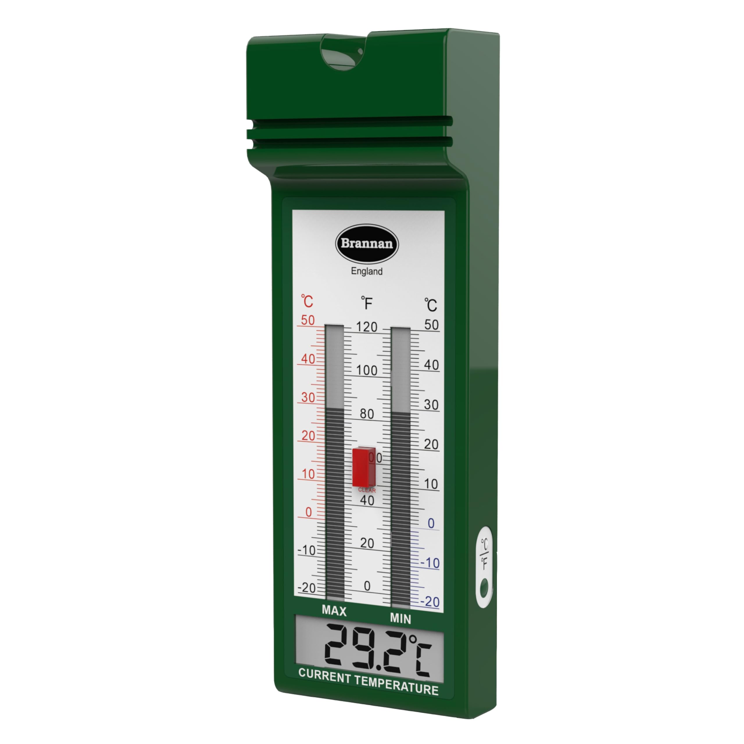 Brannan Green Digital Max Min Thermometer – Stylish Quickset House Thermometer To Monitor Maximum And Minimum Temperatures In A Garden House Indoor Room Home Growroom Easily Wall Mounted