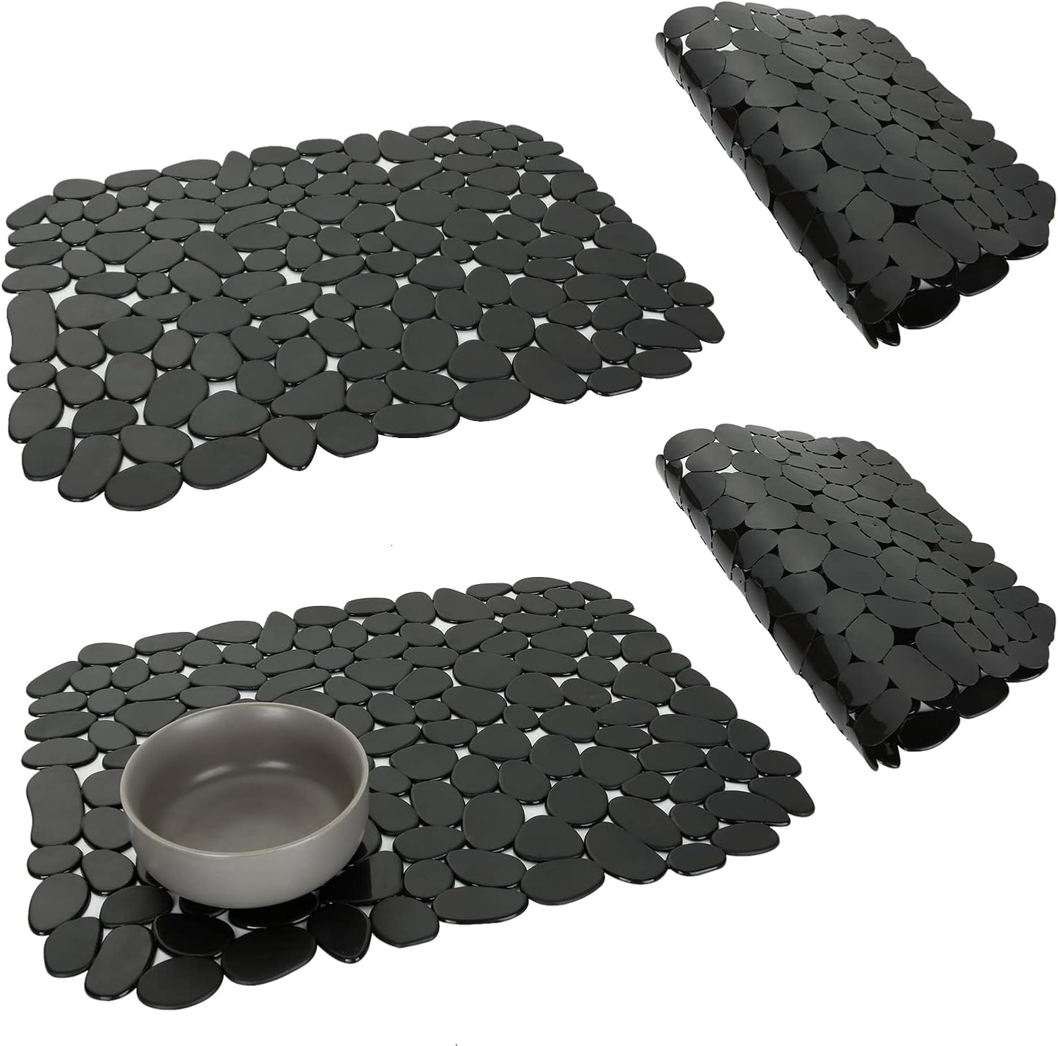 4Pcs Kitchen Sink Mats, Adjustable Pebble Sink Mat, Soft