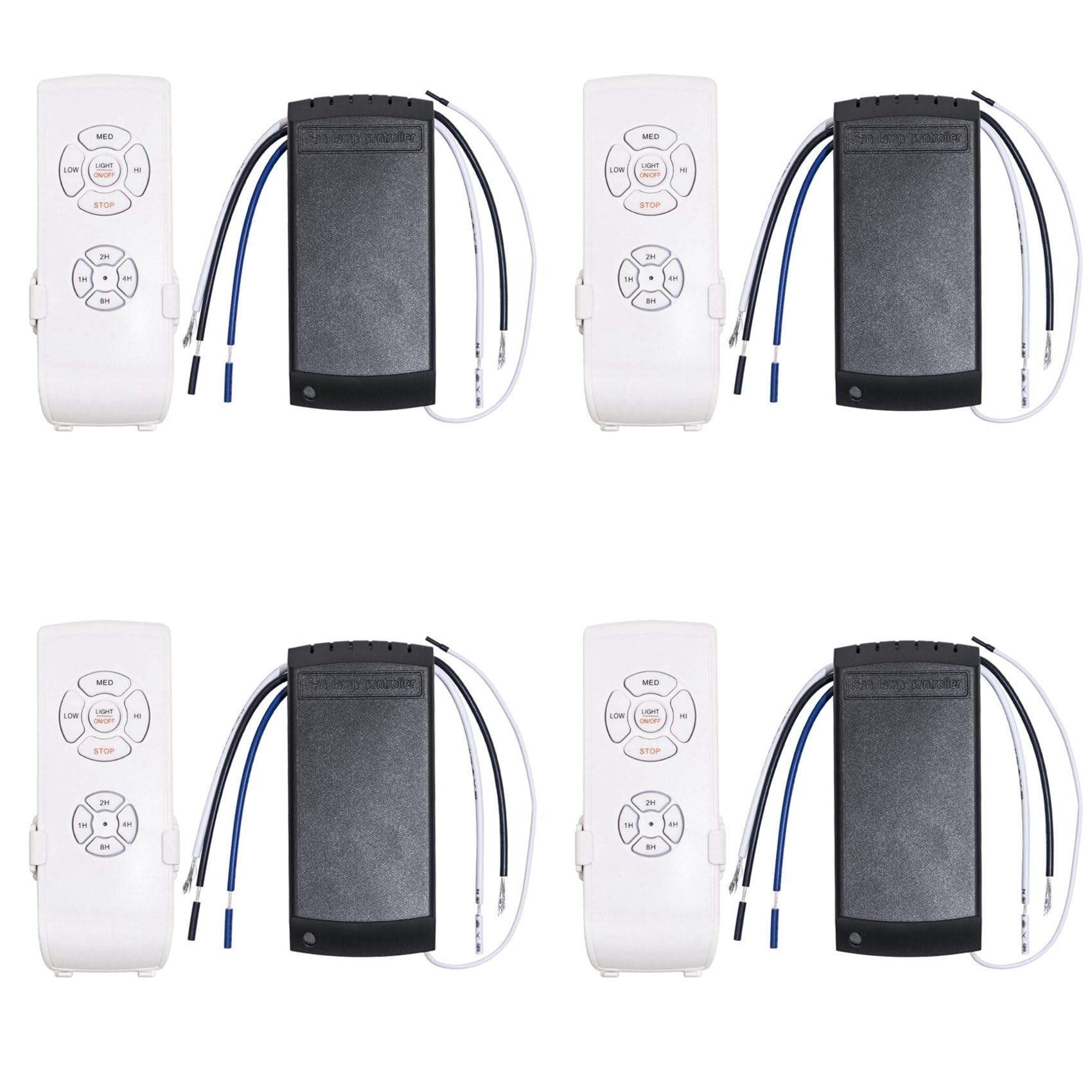Jnchdghwa White&Black 4X Universal Ceiling Fan Lamp Remote Control Kit Adjusted Wind Speed Transmitter Receiver Timing Control Switch 220V