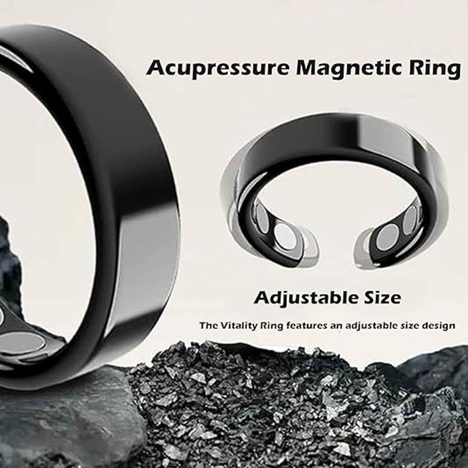 BnMvF Anello per emicrania Auvulis, anello per emicrania in acciaio inossidabile adatto per uomini e donne, anello per digitopressione magnetica regolabile per alleviare