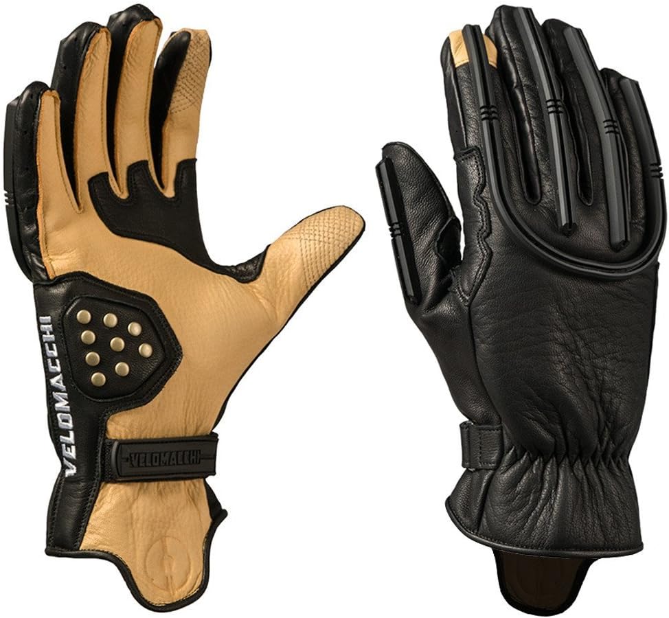 Speedway Deerskin Motorcycle Gloves Tan/Black Large