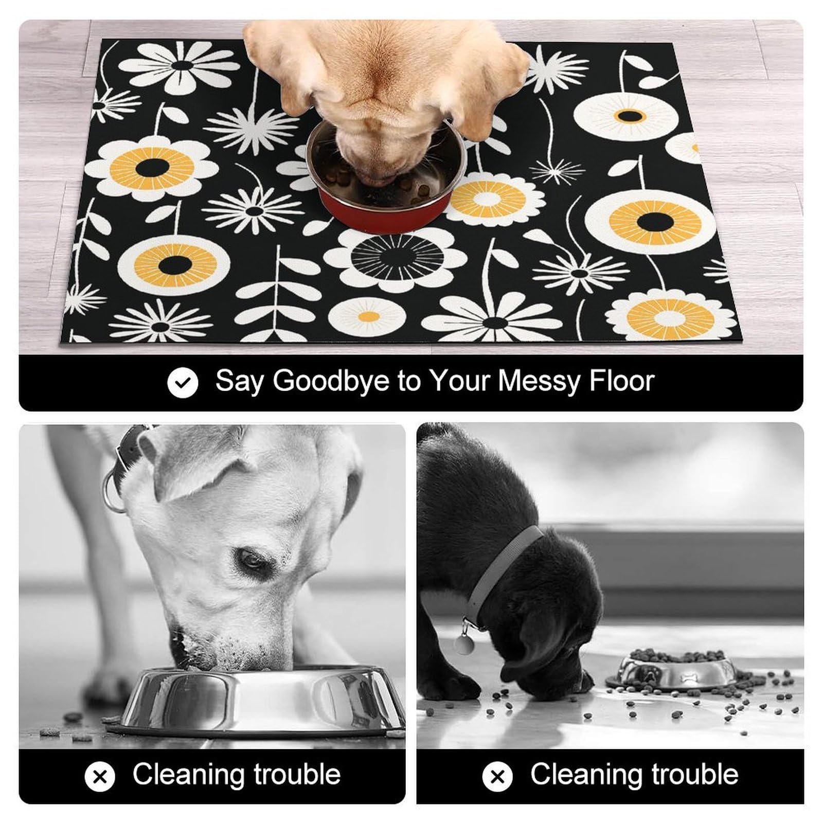 Tapis de nourriture pour chat et chat - Tapis d'alimentation antidérapant - Facile à nettoyer pour la nourriture et l'eau - 61 x 81,3 cm
