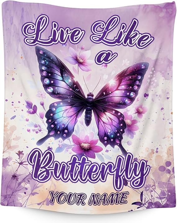 Custom Butterfly Blanket for Women, Cute Soft Throw Gifts for Girls, Cozy Flannel Throw Blankets for Couch Office, 30"x40"