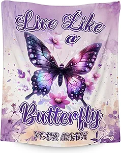 Custom Butterfly Blanket for Women, Cute Soft Throw Gifts for Girls, Cozy Flannel Throw Blankets for Couch Office, 30"x40"