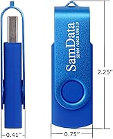 Vista 5 de Memoria USB de 64 GB, 2 unidades, unidad de pulgar con luz LED para almacenamiento y copia de seguridad (2 colores: negro y azul)