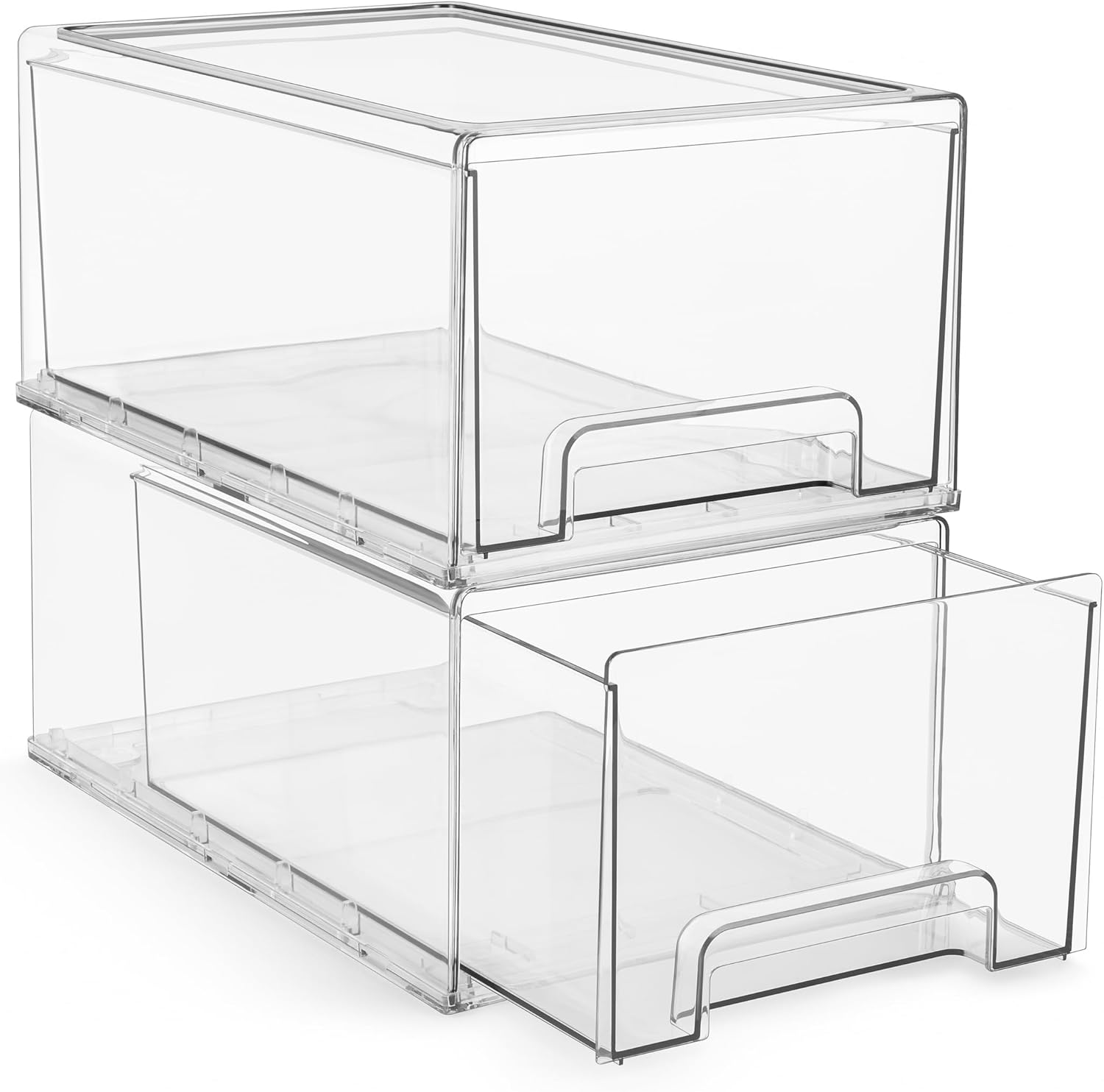 Sorbus Large Clear Stackable Storage Drawers – 2-Pack Plastic Drawers for Closet Organizers and Storage, Deep Storage Drawers for Organization, Stackable Storage Bins with Handles for Clothes, Pantry