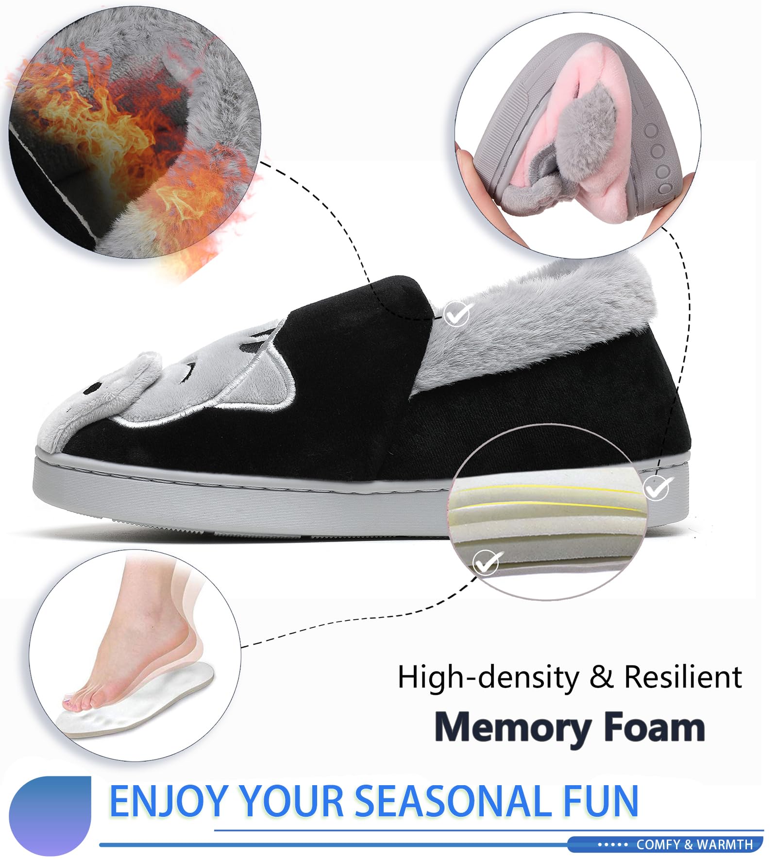 Vunavueya Pantofole per Unisex - Bambini e Adulto Ragazze Inverno Pantofole Scarpe Ragazzi Ciabatte Chiuse Donna Uomo Caldo Peluche Pantofola a Casa