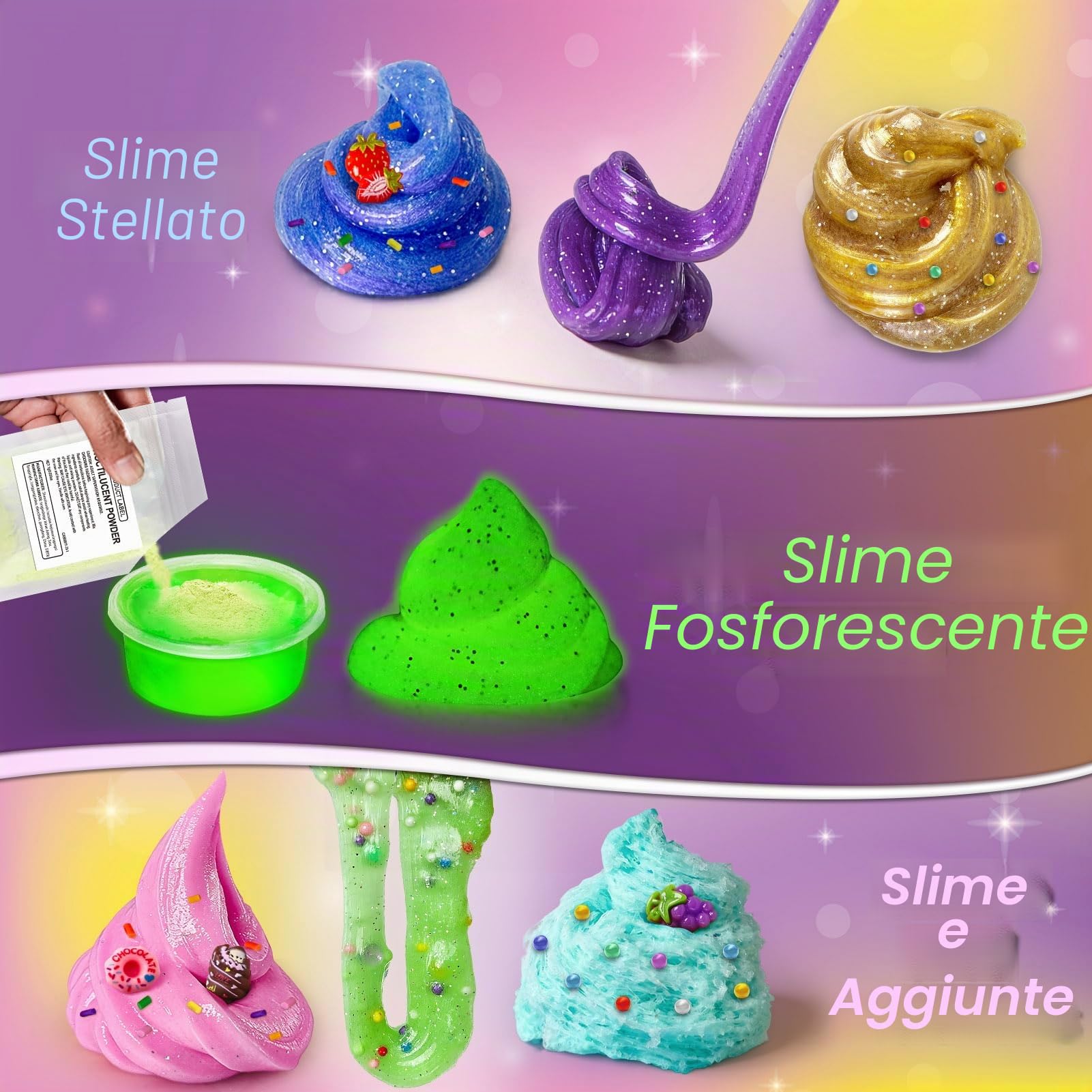 Kit Slime Fai da Te per Bambine, Glimmer Crunchy, Kit Slime Galaxy | Slime Burro, Schiuma, Nuvola con Aggiunte, Palline di Schiuma, Charm, Regali per Feste per Bambini 3-12 anni