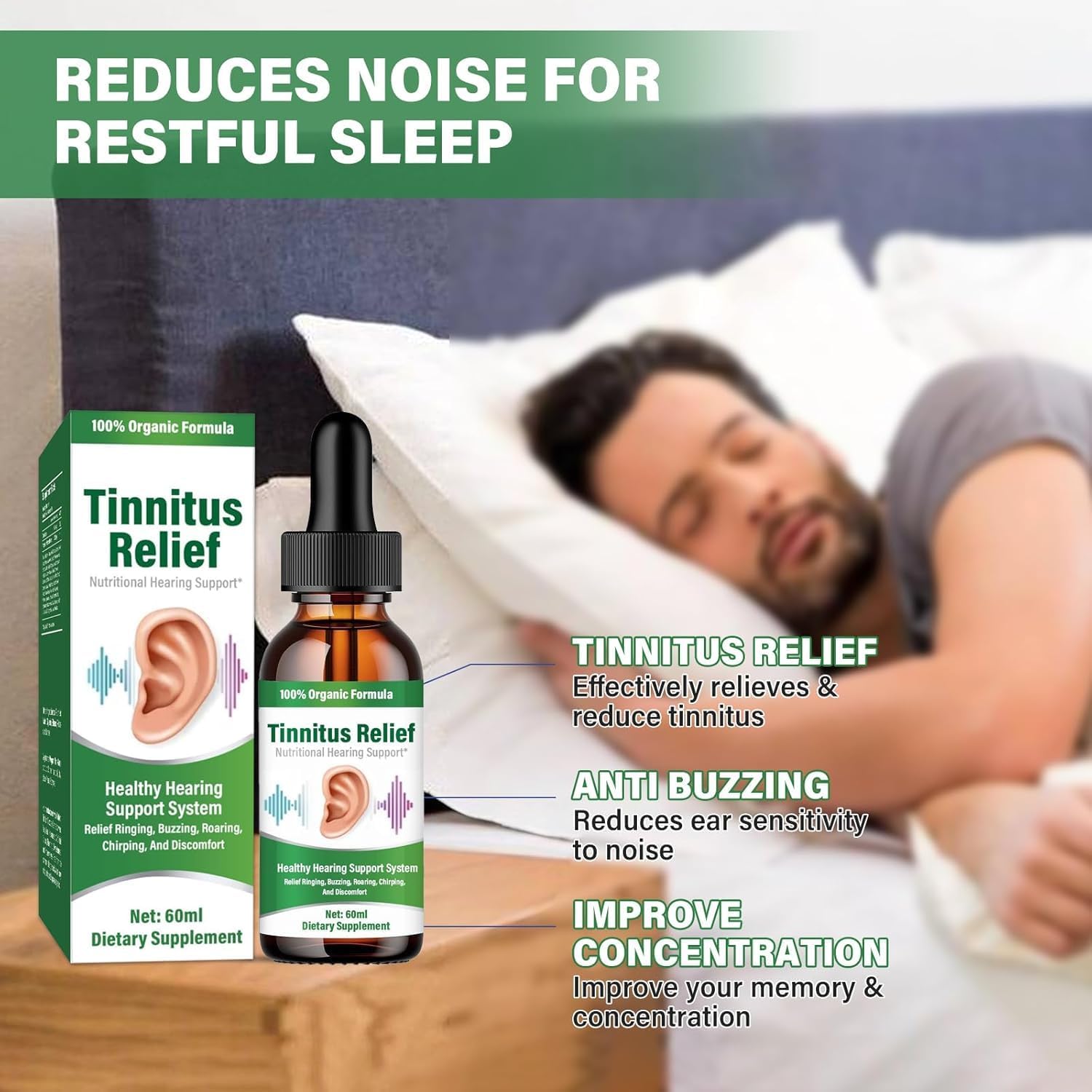 Tinnitus Relief for Ringing Ears, Natural Tinnitus Relief Drop, Formulated to Help Minimize Ear Noise & Support Auditory Health for Men & Women - Image 3