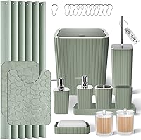 Vista 12 de Bathroom Accessories Set - 25PC Bathroom Sets with Shower Curtain and Rugs, Orange Bathroom Accessories with Trash Can, Soap Dispenser, Soap Dish &