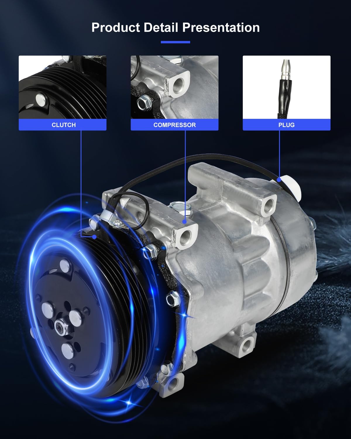 ECCPP AC Compressor Fast Cooling 1994-1996 for Jeep for Cherokee L4 2.5L 1987-1994 1995 Fit for Jeep Wrangler 2.5L Air Conditioning Compressor